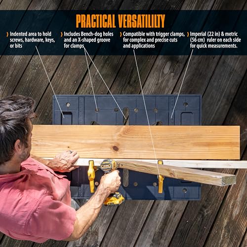 Image of Express Folding Worktable, Easy Setup Portable Folding Workbench, 34 inch W x 24 inch D Lightweight Versatile Worktable with 1650 Lbs Load Capacity Work Benches for DIY Home Improvements Professional Worksite