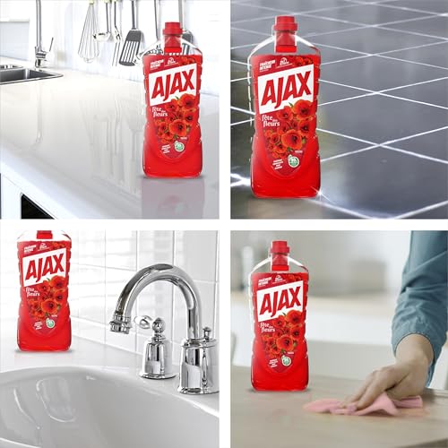 Ajax Nettoyant Ménager surfaces & Sol Fête des Fleurs Parfum Coquelicots Sans rinçage Idéal collectivités Grand Format Bidon de Lot de 2 - vue 7
