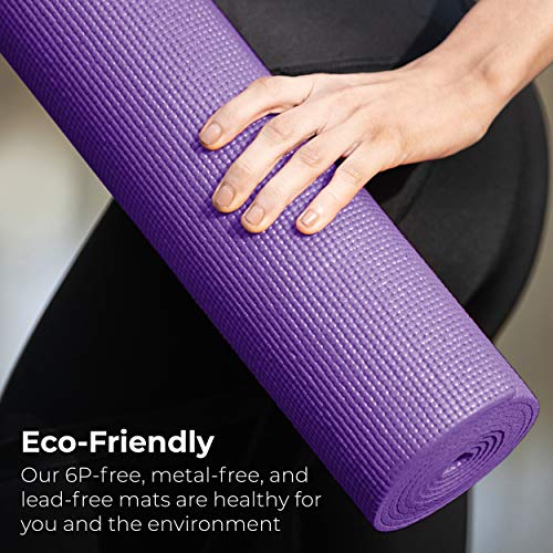 Hello Fit Yoga Mats, Bulk 10 Pack. 68X24X1/8 Inches, Affordable Exercise Gym Mats With Non-Slip Texture, Easy To Clean, Purple #TOP5
