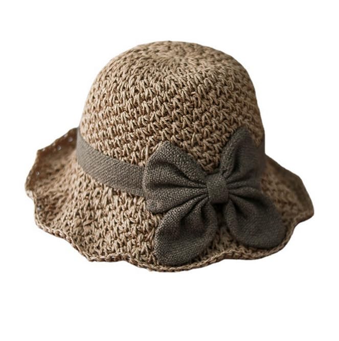 Sombrero de playa de paja con ala ancha y lazo para mujer