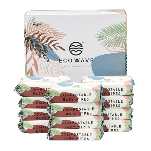 Eco Wave Baby Wipes, 100% Compostable Eco-Friendly...