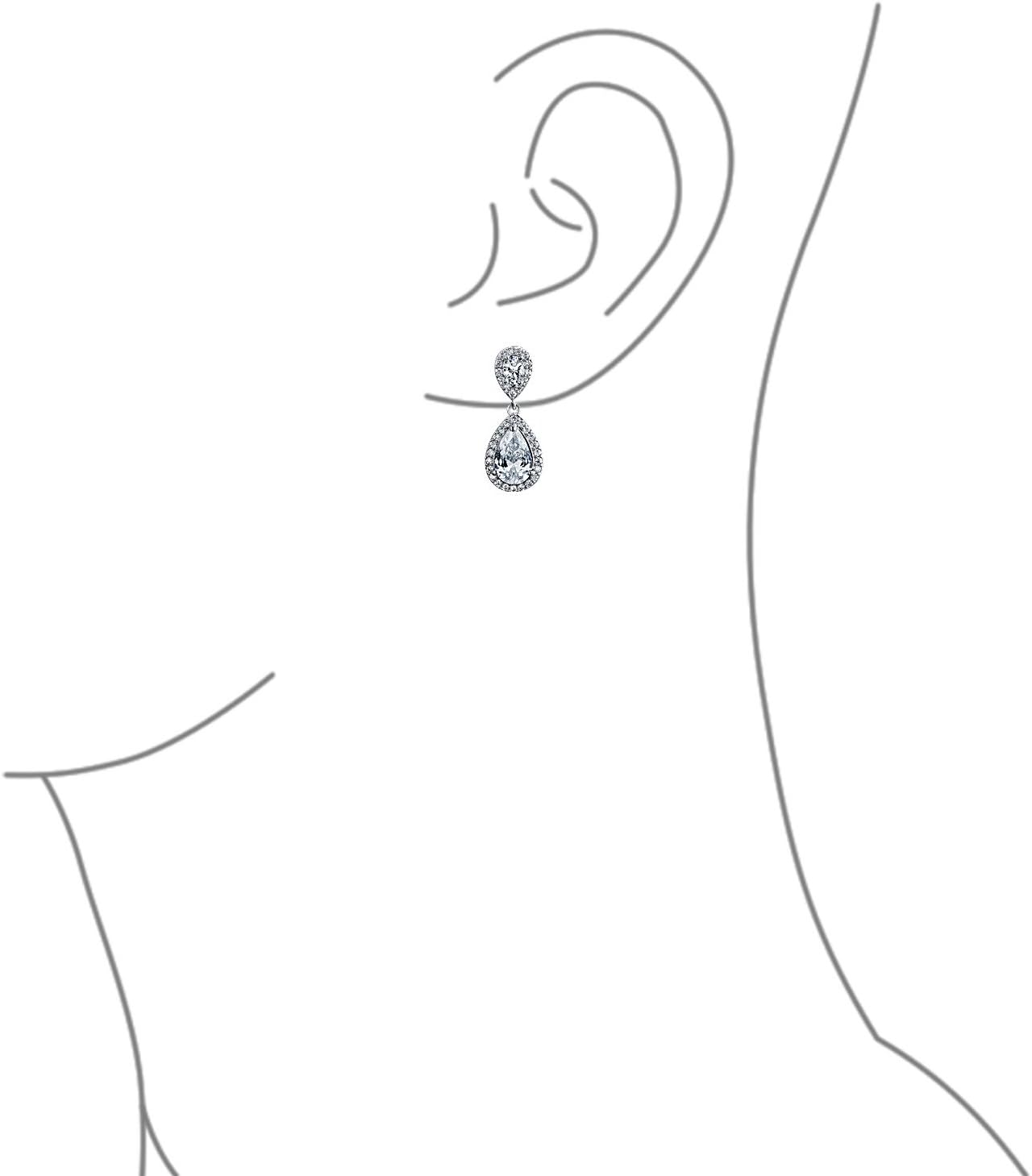 Classic Bridal Simple Cubic Zirconia Teardrop AAA CZ Dangle Drop Earrings For Women Prom 14K Gold Plated .925 Sterling Silver 6 12MM - Image 3