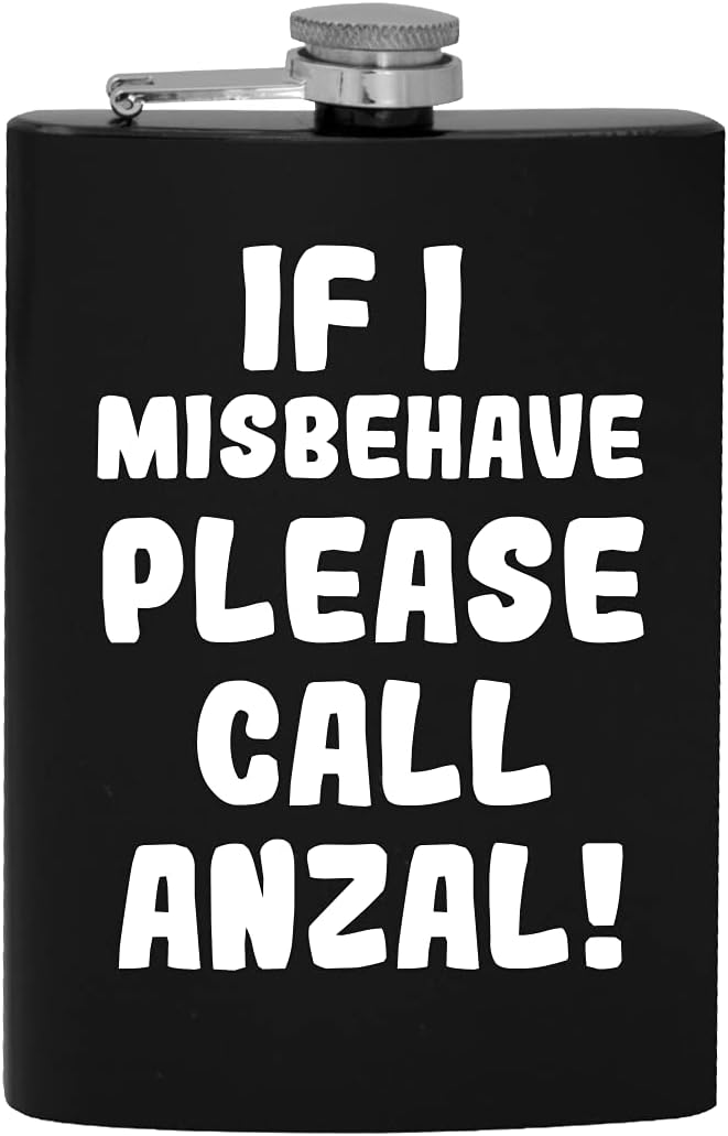If I Misbehave Please Call Anzal - 8oz Hip Drinking Alcohol Flask