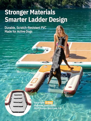 Image of Niphean Dog Pool Ramp, Non-Slip Floating Dog Boat Ramp Up to 240 Pounds | Inflatable Dog Water Ramp for Pool, Boat, Dock & Lake, Safe & Durable Ladder for Large Pets to Easy Water Access