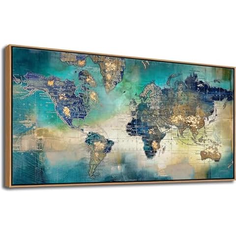 Pogusmavi Framed World Map Canvas Cover