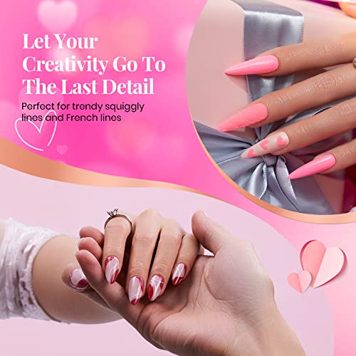 Beetles Gel Polish Nail Art Liner Set-6 Sweet Heart Pink Rose Cherry Red Color Paint For Swirl Built Thin Brush In Bottle Pens Soak Off Led Lamp Gift For Women #TOP5