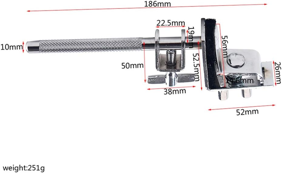Cowbell Mount with Height Angle Adjustable Rod for Drummer Drum Hardware Adjust Cowbell Up Down WC51 (Silver)