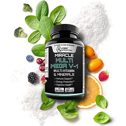 Mega V-1 Multi-Vitamin, Superfood & Minerals - Daily Multivitamin With Probiotics, Digestive Enzyme, Mushroom Complex For Heart Health, Immune Support, Energy & Stamina - 90 Tablets #TOP4