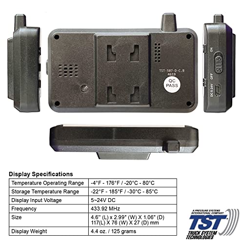 Tst 507 Tire Pressure Monitoring System With 6 Cap Sensors And Color Display For Metal/Rubber Valve Stems By Truck System Technologies, Tpms For Rvs, Campers And Trailers #TOP5