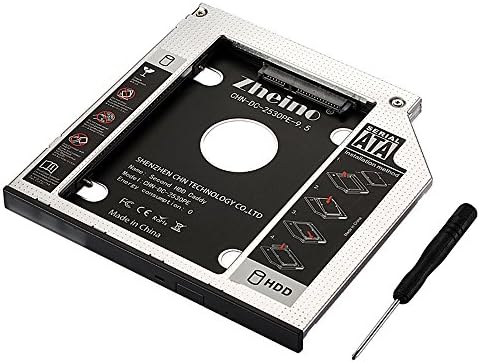 Zheino SSD HDD Caddy 9.5mm Aluminum 2nd Hard Disk Drive Caddy Case Adapter for Universal Laptop CD/DVD-ROM Optical Bay (9.5MM)