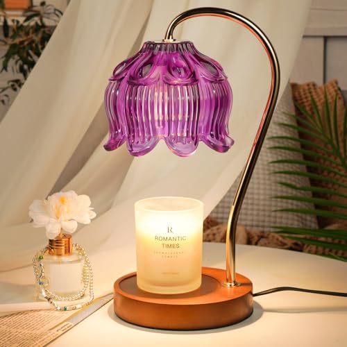 Purple Candle Warmer Lamp with Timer, Electric Candle Warmer, Women Birthday Christmas Gift, Flower Wax Warmer for Yankee Candle Lovers, Vintage Melt Lamp for House Warming Gifts for Mom, Friend