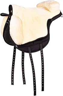 QHP - Almohadilla de equitación supersuave, color negro, suave (negro/crema, completo)