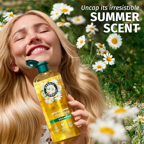 Herbal Essences Smooth & Shine Chamomile Set: Shampoo + Conditioner + Lightweight Leave-in Conditioner Spray All in One | Detangle, Nourish, Tame Frizz, Repair, Add Shine & Lasting Scent