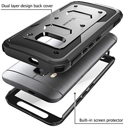 HTC One M9 Case, Armorbox i-Blason HTC One Hima M9 built in Screen Protector Full body Heavy Duty Protection Shock Reduction Bumper Corner (Black)