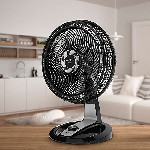Ventilador Britânia BVT480, Preto/Prata, 220v, 3 velocidades, 47cm, Hélice 8 pás, Classificação ener