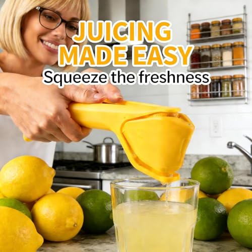 iStarcas Lemon Squeezer, Effective at Squeezing Out Juice, Easy-to-Use, Very Sturdy, Lemon Juicer, Lime Squeezer, Citrus Juicers, Lemon Juicer Squeezer to Squeeze Lemons, Lime, Citrus, Orange(Yellow)