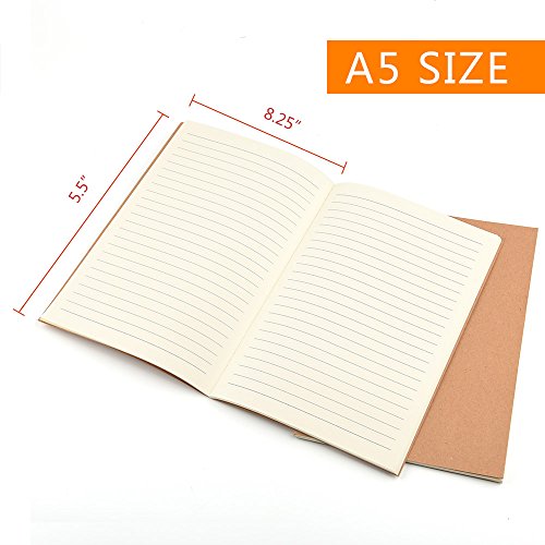 12 Pack Notebook Journals for Travelers Kraft Brown Cover Notepad, A5 Size Paper (8.25" x 5.5"), 30 Sheets/60 Lined Pages by Zealor - Thumbnail 2