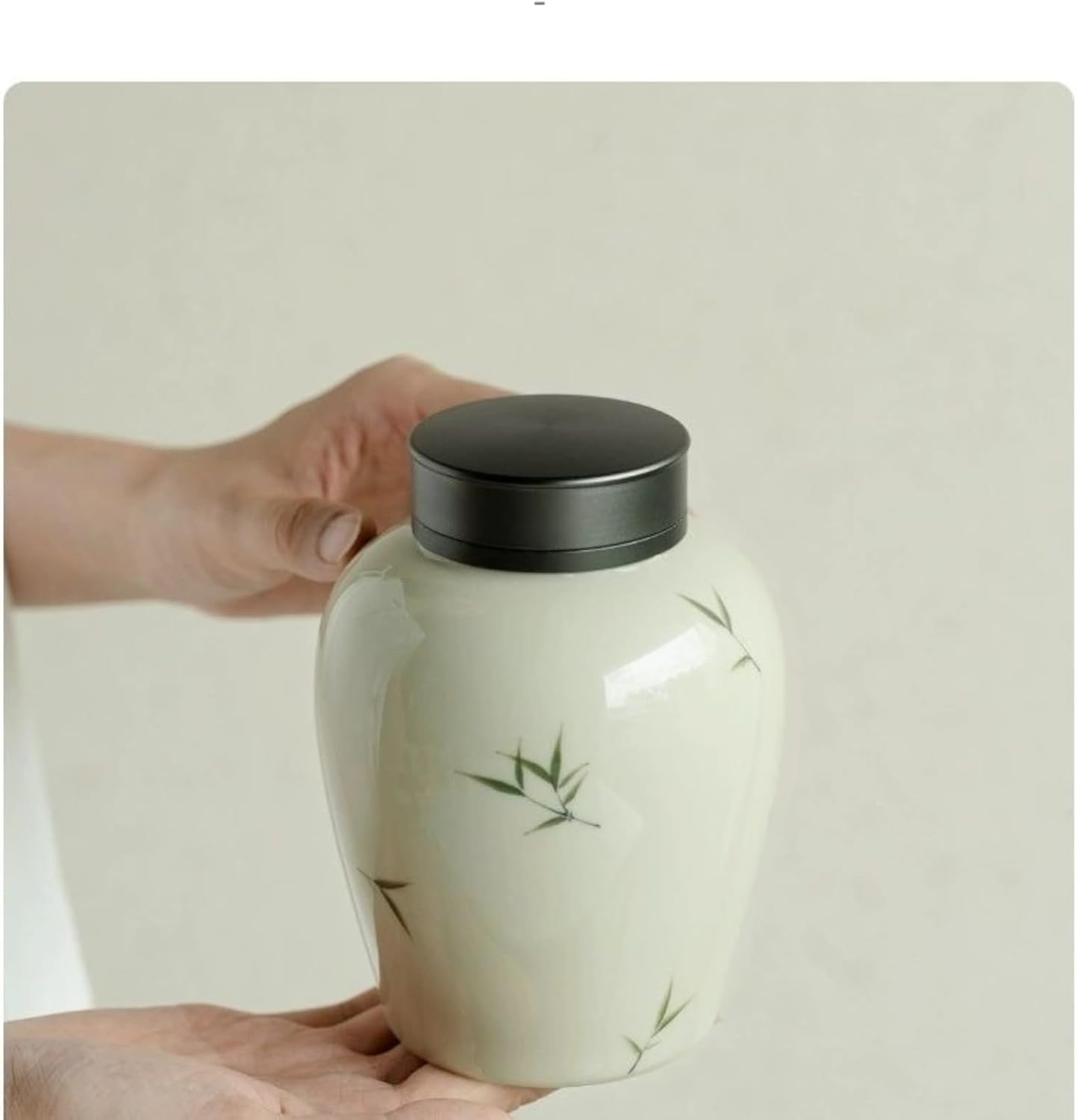 Hand-drawn Ceramics Tea Caddy, 670ml 22.9oz, Household Tea Storage Jar Sealed Jar