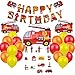 OYSJ 35Pcs Fireman Compleanno Banner, Camion dei Pompieri Compleanno Palloncini, Decorazioni Torte, Vigile del Fuoco Decorazione Festa di Compleanno, Vigili del Fuoco Decorazione del Partito