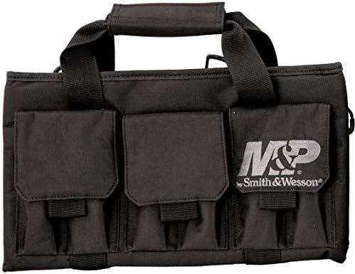 Smith & Wesson M&P Pro Tac Padded Single Handgun Case with Ballistic Fabric Construction and External Pockets for Shooting, Range, Storage and Transport