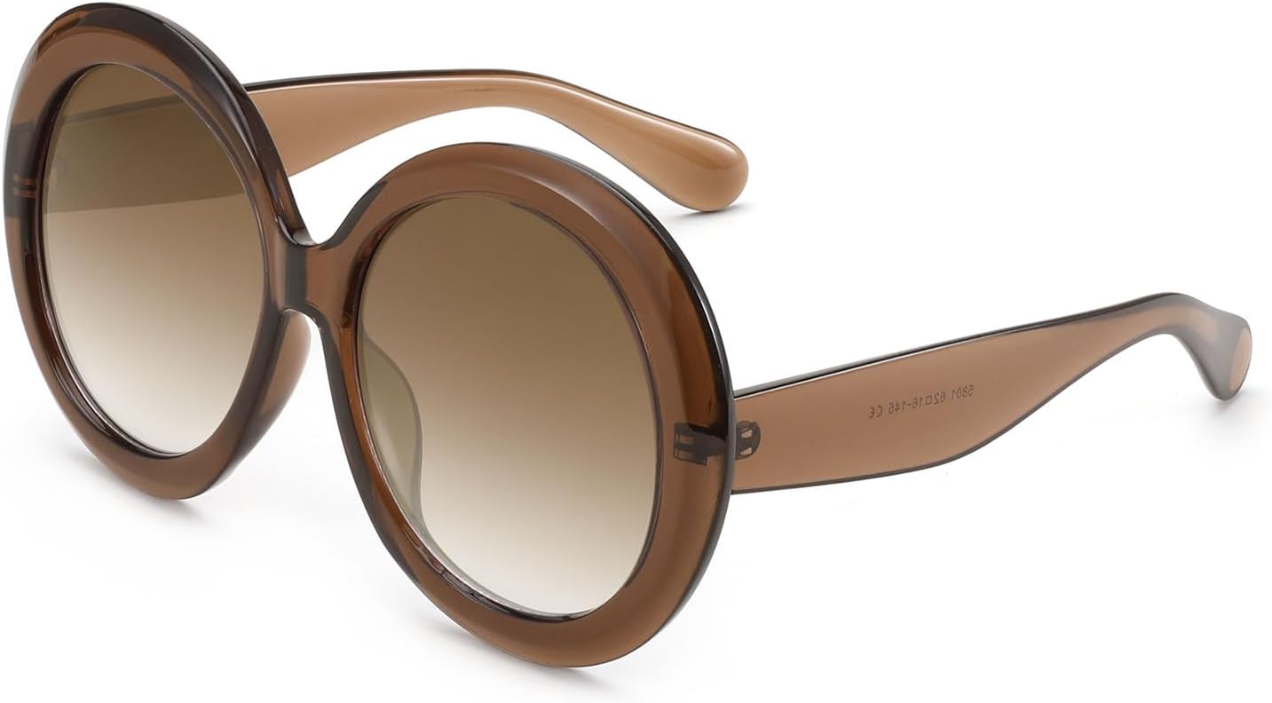 Karsaer Retro Oversized Round Sunglasses Women & Men, 70s 80s Fashion Trendy Big Shades K7155