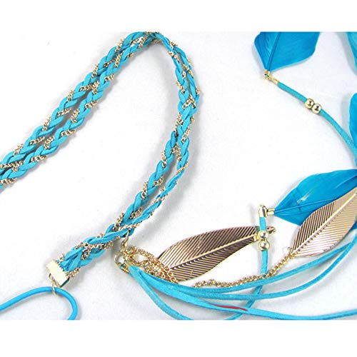 Feather Headband Hippie Indian Boho Hair Bands Tassel Bohemian Halloween Hair Hoop Women Ladies Crown Hairband Party Decoration Headdress Cosplay Costume Headwear Headpiece Hair Accessories Blue #TOP5
