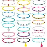 Hicarer 21 Pieces Surfer Wave Bracelet Ocean Wave Adjustable Waterproof Handmade Friendship Bracelet Anklet Jewelry for Women(Multiple Style)