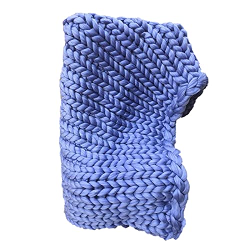 Lana Arcobaleno Moda Maglia a Mano Filato Spesso Grosso Roving Filati Lavorati a Maglia Coperta Calda Lana all'Uncinetto (Colore: Blu Denim, Dimensioni: 80x100cm)