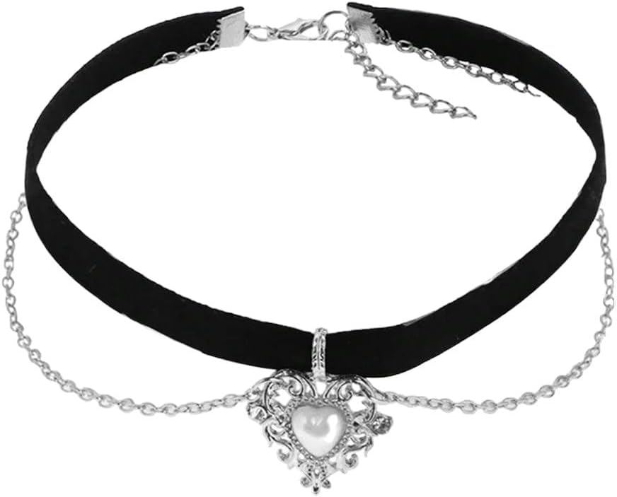 Choker Necklace Bridal Necklaces Chain Women Heart Pendant Girl Gold Color Vintage Stainless Collares Fashion Accessories Creative Gift