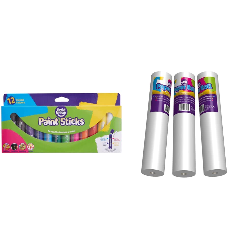 Little Brian Paint Sticks Classic Colours 12 Assorted & Paint Sticks Paper Roll