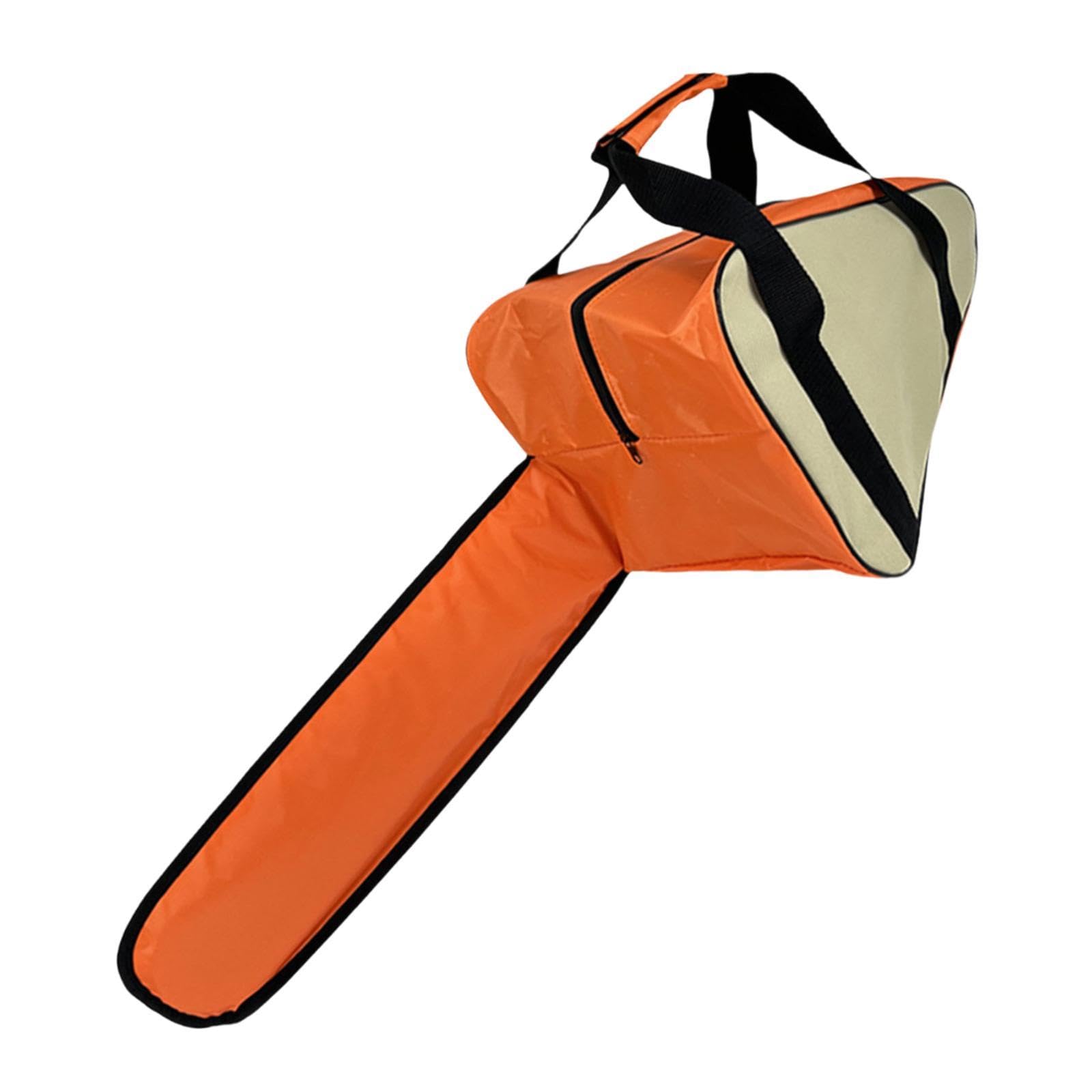 F Fityle Étui de Transport pour Tronçonneuse, Sac de Transport Portable, Housse de Protection en Tissu Oxford, avec Poignées, Sac de Rangement pour Travail du Bois en Extérieur, Orange Blanc