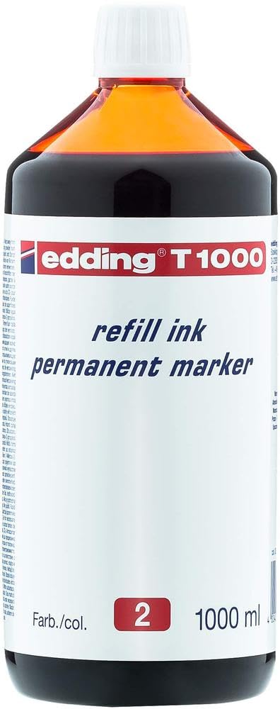 Edding T 1000 - Tinta de Recarga para Marcador Permanente - 100 ml - Rojo - Frasco con Dosificador por Goteo