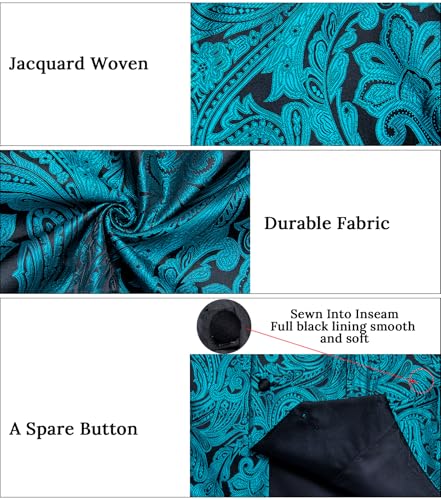 Image of DiBanGu Mens Paisley Suit Vest Silk Jacquard Waistcoat and Necktie Set Formal Shawl Collar Dress Vest 7PCS for Wedding Party