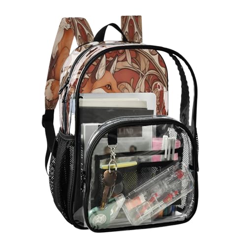 Fox Flower Clear Backpack Heavy Duty See Through Transparent PVC BookBag for Kids Boy Girl School Work2