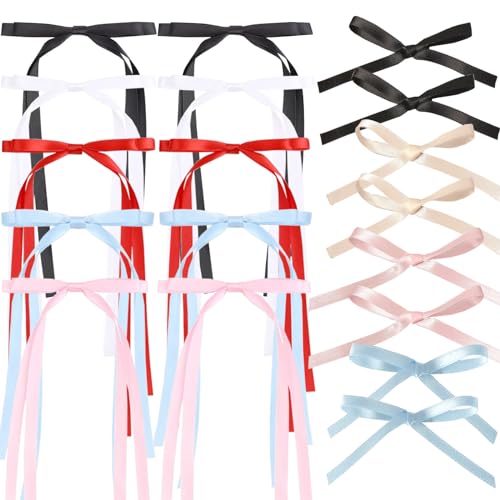 SALOCY 18 PCS Hair Accessories Set - Bowknot Clips with Long Tassels, Satin Ribbon Claws for Girls and Women's Hair Design