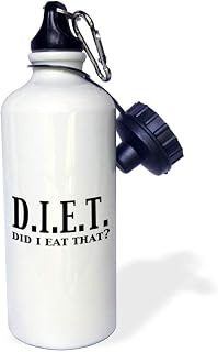3dRose "DIET did i eat that Food Humor." Sports Water Bottle, 21 oz, White