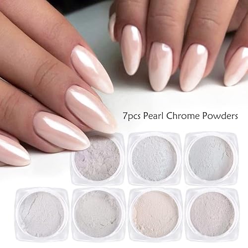 7 Boxes Shimmer Aurora Pearl Nail Glitter Powder Neon Mermaid Rubbing Dust Nail Chrome Mirror Pigment Holographic Ice Aurora Dust Nail Powder High Gloss Glitter Nail Art With Sponge Sticks #TOP3