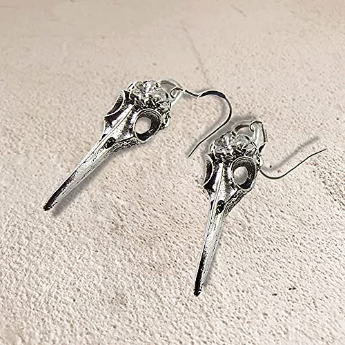 Halloween Jewelry Silver Crow Skull Earrings Charm Dangle Earrings Raven Earrings Bird Skull Jewelry Gothic Gift Set Punk Design2