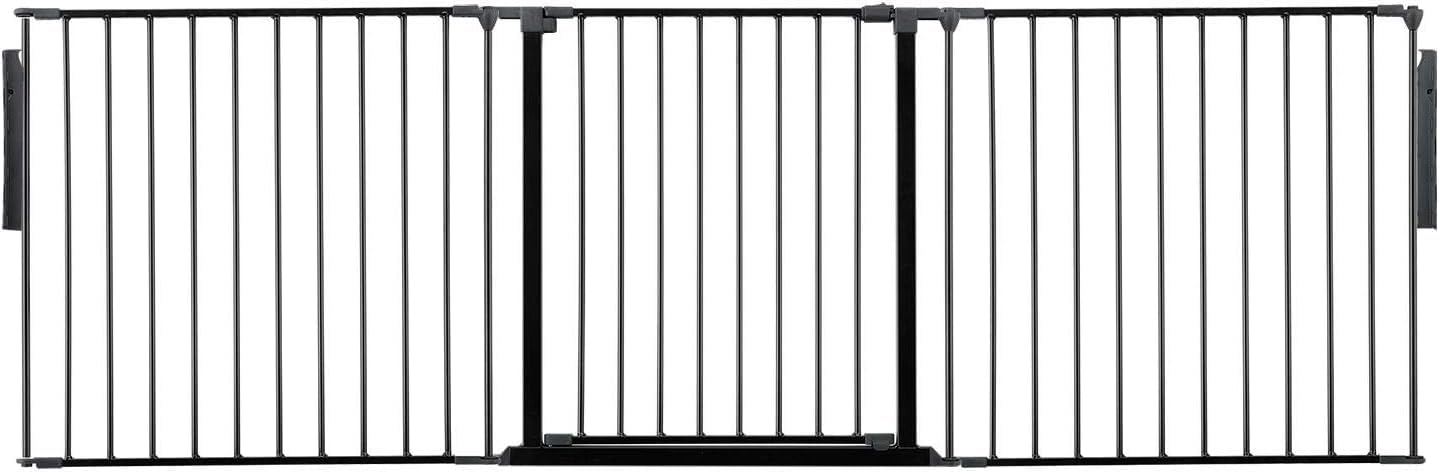 Safetots Premium Multi Panel Room Divider, up to 226cm Wide, Black, 70cm Tall, Multi Panel Flexible Room Barrier, Room Divider with Door for Baby and Toddler, Easy Installation