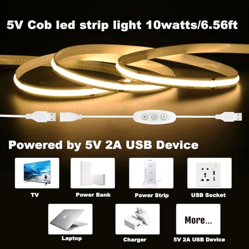 Cinta Led 6ft Blanco Cálido con Dimmer USB para Interior miniatura 6