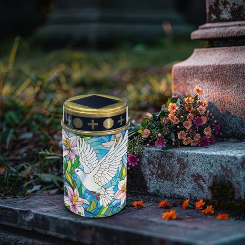 Image of Solar Garden Lights, Pigeon Floral Pattern Outside Waterproof Light for Garden Yard Pathway Cemetery Grave Decor for Night Path Lights