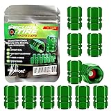 Performore 12 PCS Car Tire Valve Stem Caps Heavy-Duty Stem Covers, Aluminum Tire Valve Cap Set, Universal Schrader Valve Caps for Cars, SUVs, Bikes, Bicycles, and Motorcycles (Green)