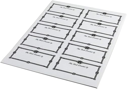 The Library Store Laser and Inkjet Bookplates This Book Donated by 100 per Package