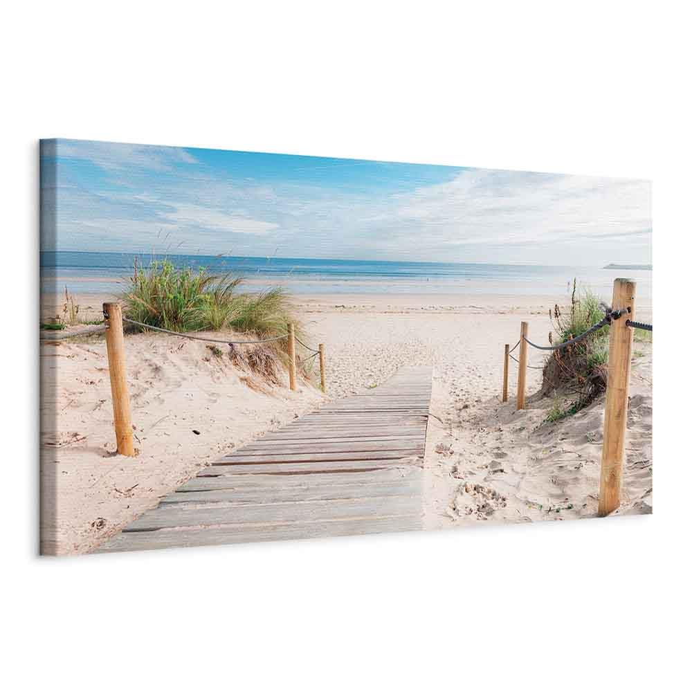 B&D XXL - Leinwandbild Strand 150x50 Panoramabild, 150x50 cm, 1-teilig | Hochwertige Leinwand, sofort aufhängbar, ideal fürs Wohn- oder Schlafzimmer, wasserfest und lichtecht, langlebig, stilvoll