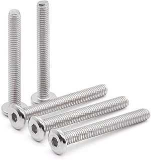 Glvaner M6-1.0 x 80mm Binding Screws Furniure Screws, Connection Bolt, Flat Round Head Socket Head Cap Screws, 304 Stainless Steel 18-8 Full Thread, 15 pcs