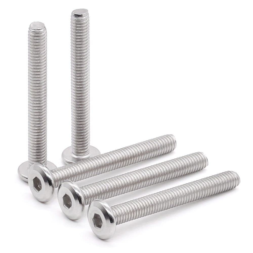 Glvaner M8-1.25 x 50mm Binding Screws Furniure Screws, Connection Bolt, Flat Round Head Socket Head Cap Screws, 304 Stainless Steel 18-8 Full Thread,