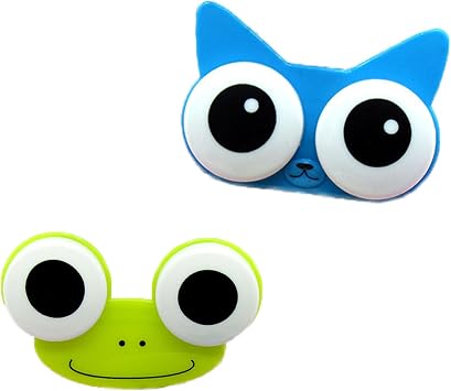 2/3/5PCS Frog Contact Lens Case, Cartoon Frog Shape Contact Lens Holder Cartoon Animal Lens Box 2Pcs C