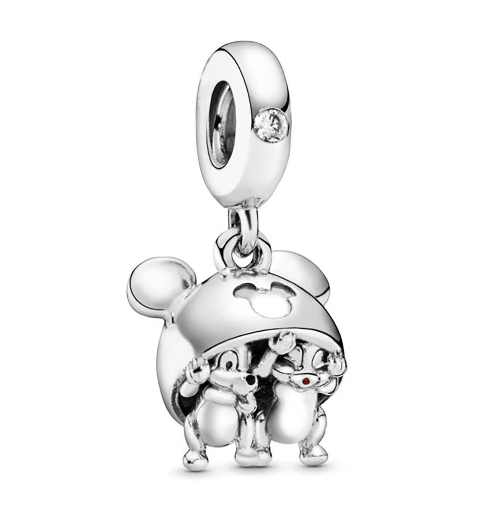 Beads R UsChip and Dale Chipmunks Dangle Charm in Sterling Silver S925 and Enamel, Compatible with European style Charm Bracelets, Anklets and Necklaces.