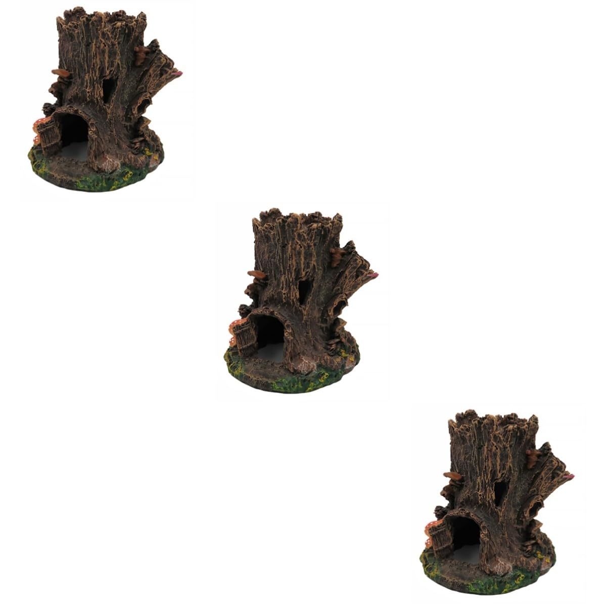 YARNOW 3 Pièces Aquarium Cachette Reptile Aquatique Terrarium Mangeoire Incubateur Réservoir Bocal à Poisson Boîte Étang Pompe à Eau Trousse Décor De L'habitat du Poisson Coffee Résine