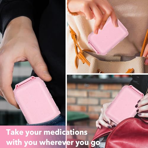 Image of Large Pill Box with 189 Medicine Labels - Pill Organizer with Stickers, Medication Travel Case (Pink, 1 Pack)